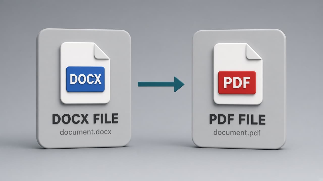 3D DOCX file card converting to a PDF file card